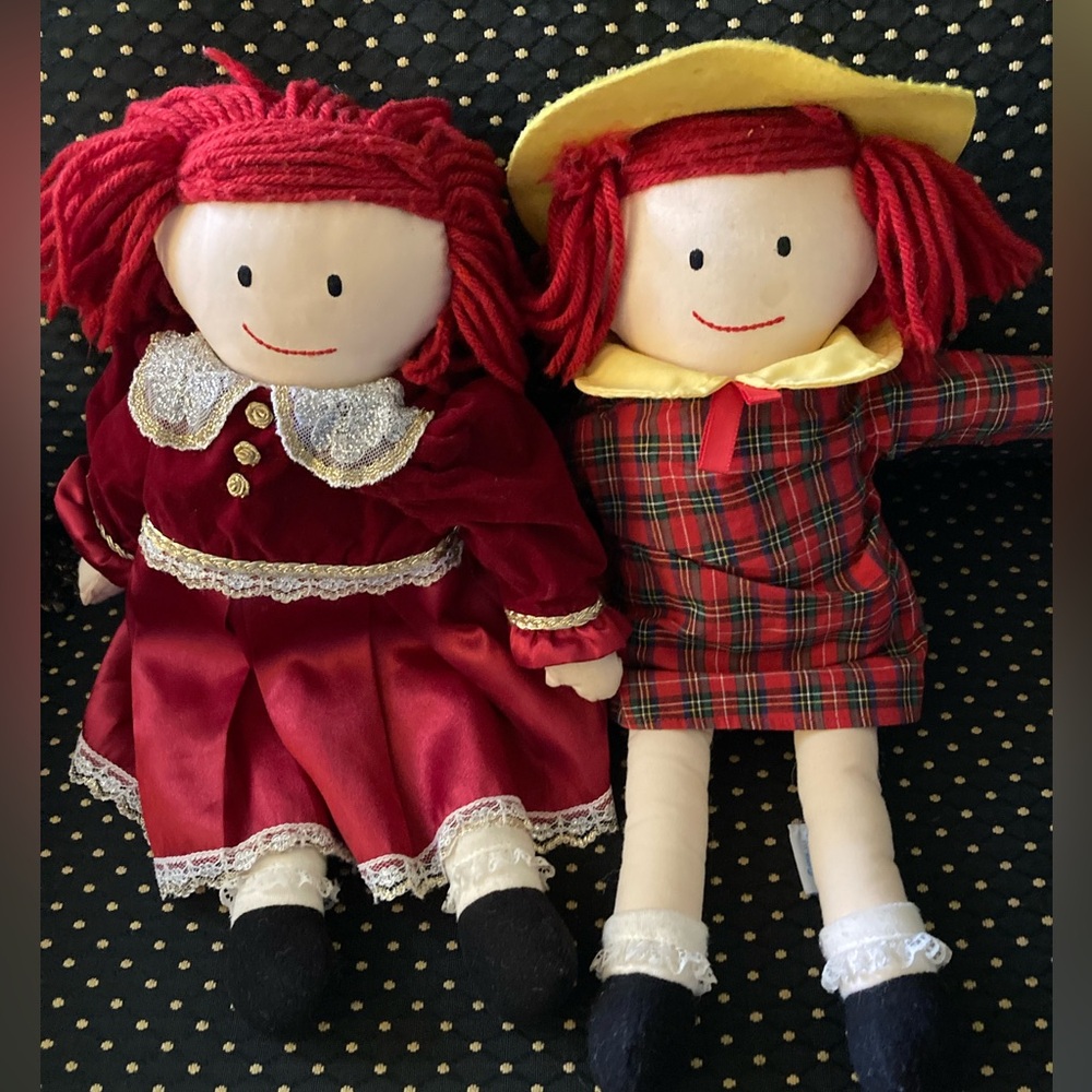 LOT OF 2 Vtg 1994 Eden Madeline Dolls Both Cloth Plush Ragdolls Yarn Hair 15”